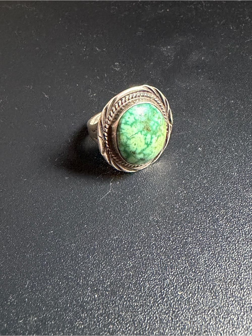 Navajo Shadowbox Turquoise 925 Sterling Silver Stamped Ring Possibly Denetdale 8 - Picture 3 of 12